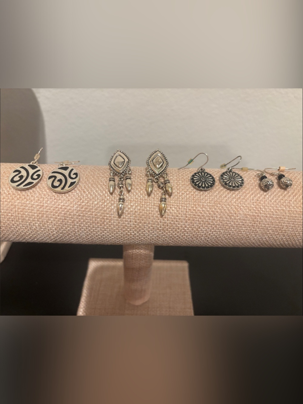 Mixed Lot of 4 Pairs Silver-Tone Boho Dangle Earrings